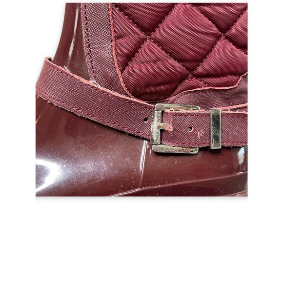 Michael Kors Red Fulton Quilted Rain Snow Boots, MK Burgundy Over The Knee Shoe - Picture 6 of 10
